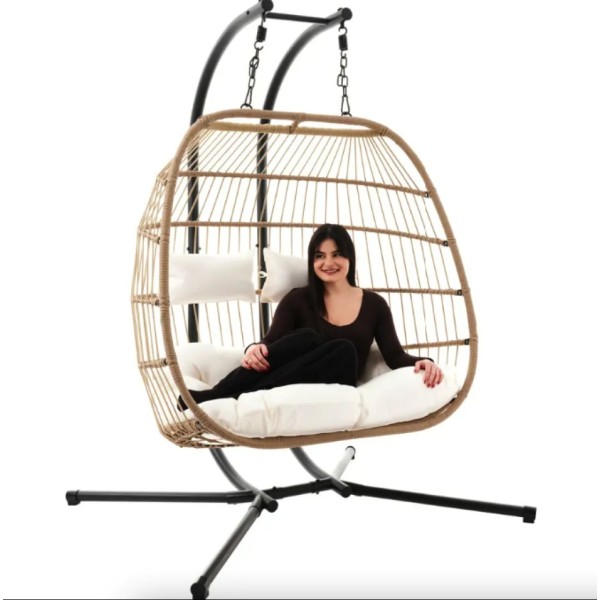 Підвісне крісло-кокон Di Volio Rona двомісне бежеве