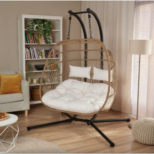 Підвісне крісло-кокон Di Volio Rona двомісне бежеве