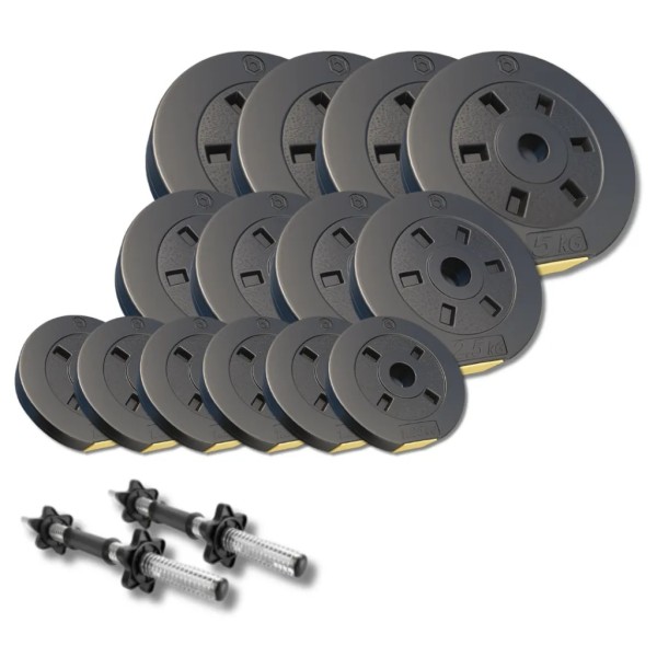 Набір композитних дисків Besport PowerPro 39 кг для гантелей та штанг + 2 грифа