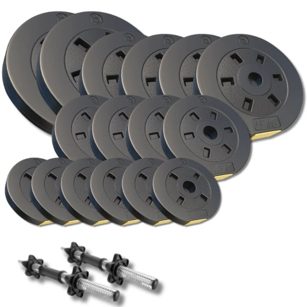 Набір композитних дисків Besport PowerPro 59 кг для гантелей та штанг + 2 грифа