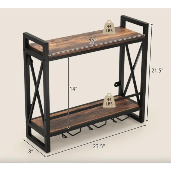 Настінний винний стелаж Costway Lagom у стилі Loft