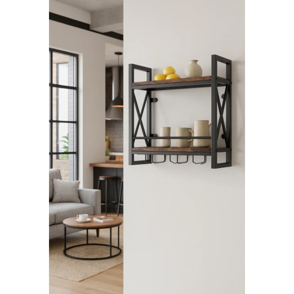 Настінний винний стелаж Costway Lagom у стилі Loft