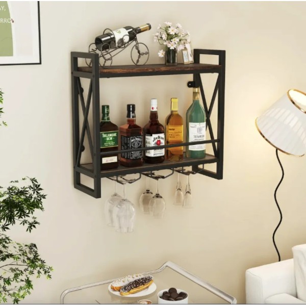 Настінний винний стелаж Costway Lagom у стилі Loft