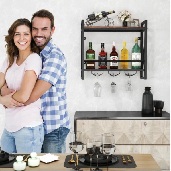 Настінний винний стелаж Costway Lagom у стилі Loft