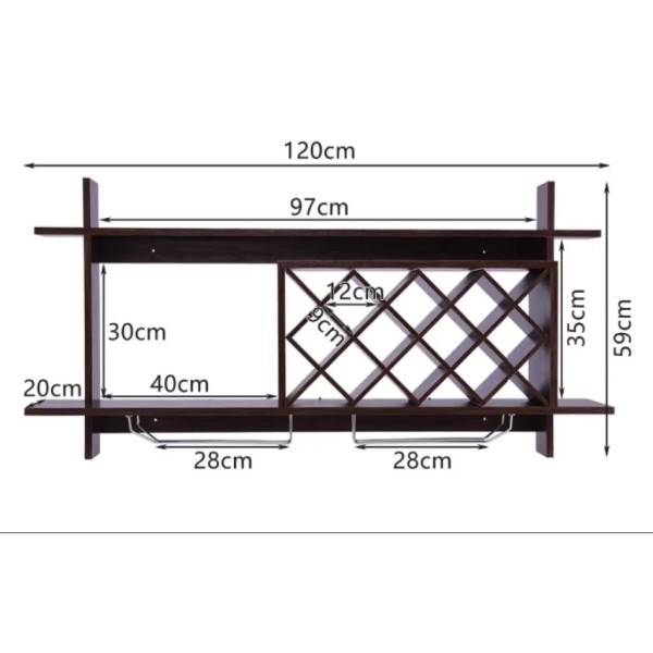 Настінна винна стійка Costway Kasta у стилі Loft