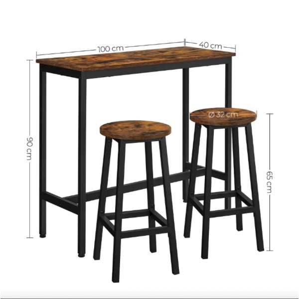 Барний стіл та 2 барні стільці Leobert Kidol в стилі Loft