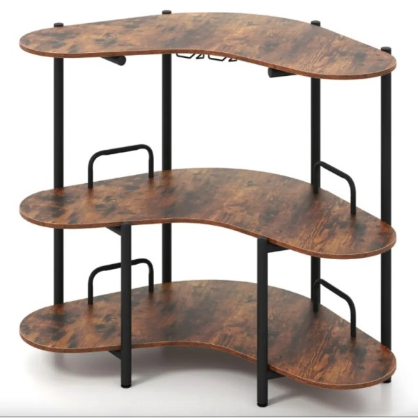 Барний стіл фуршетний Costway Wise з полицями кутовий