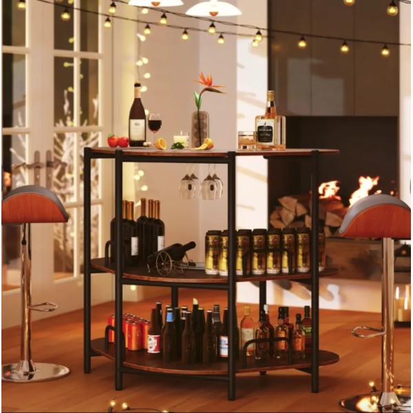 Барний стіл фуршетний Costway Wise з полицями кутовий