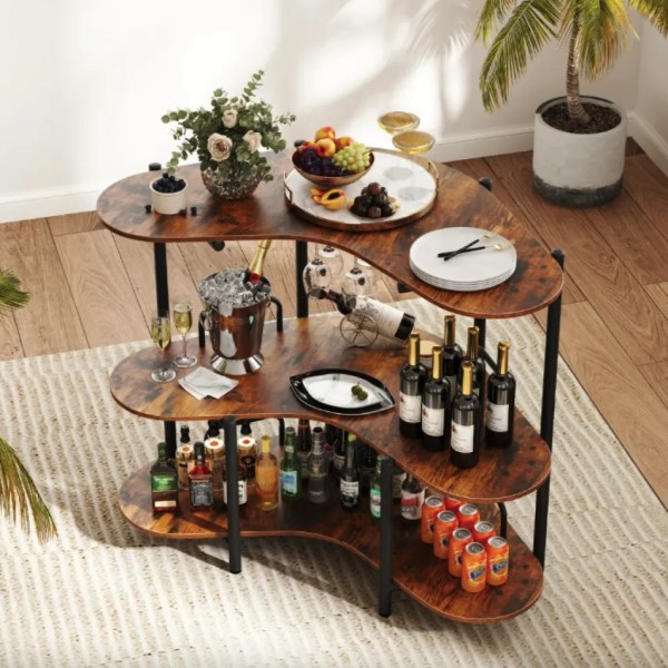 Барний стіл фуршетний Costway Wise з полицями кутовий