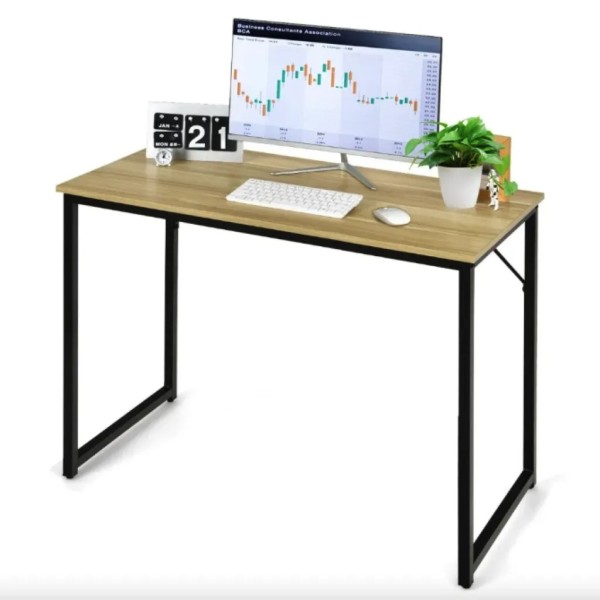 Письмовий стіл Costway Homart із сталевим каркасом натуральний