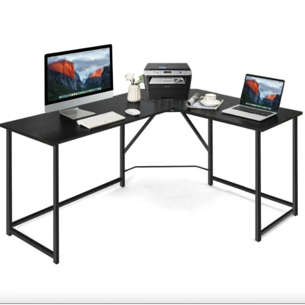 Комп'ютерний стіл Costway Rubin L-подібний в стилі Loft чорний
