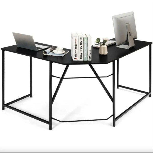 Комп'ютерний стіл Costway Rubin L-подібний в стилі Loft чорний