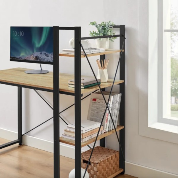 Комп'ютерний стіл Leobert Devoko з боковими полицями у стилі Loft натуральний