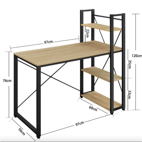 Комп'ютерний стіл Leobert Devoko з боковими полицями у стилі Loft натуральний