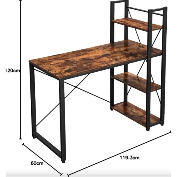 Комп'ютерний стіл Leobert Devoko з боковими полицями у стилі Loft