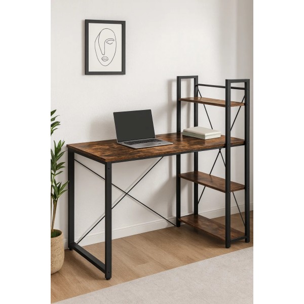 Комп'ютерний стіл Leobert Devoko з боковими полицями у стилі Loft