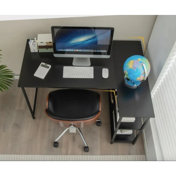 Комп'ютерний стіл Costway Adler L-подібний з полицями в стилі Loft чорний