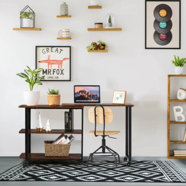 Стіл L-подібний Costway King обертовий в стилі Loft