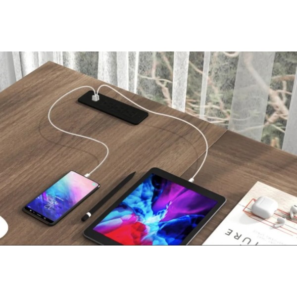 Комп'ютерний стіл Costway Hutch L-подібний з зарядним