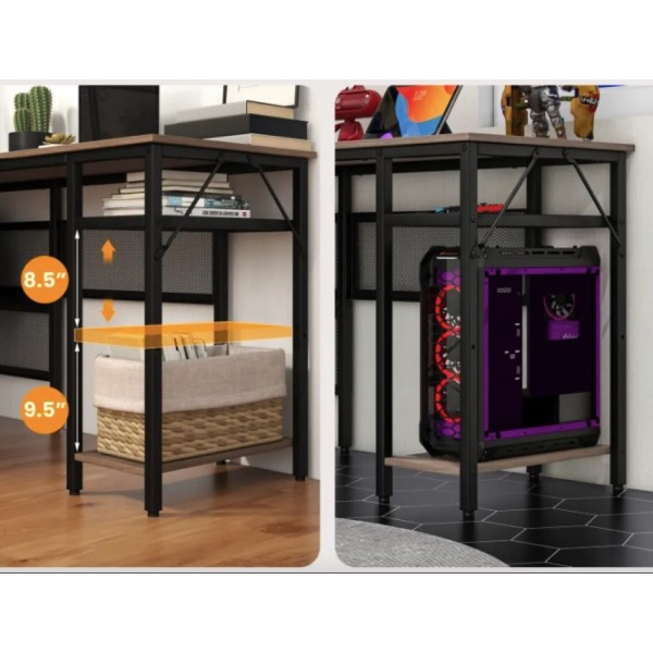 Комп'ютерний стіл Costway Hutch L-подібний з зарядним