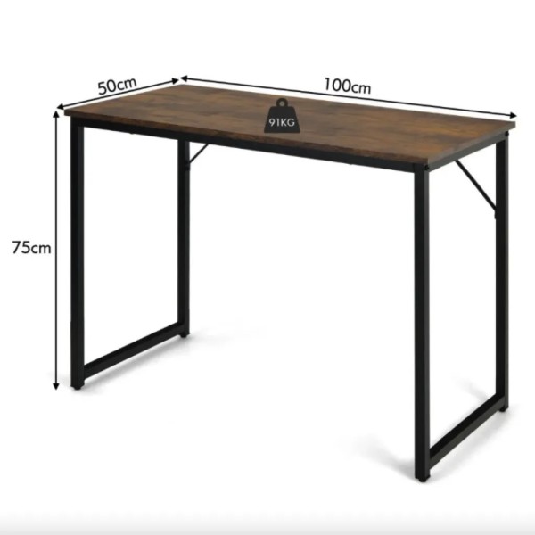 Письмовий стіл Costway Homart із сталевим каркасом коричневий
