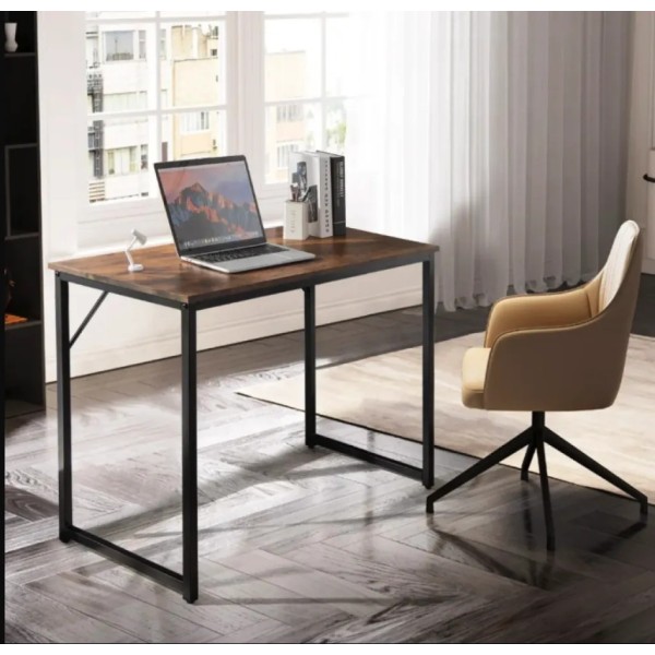 Письмовий стіл Costway Homart із сталевим каркасом коричневий