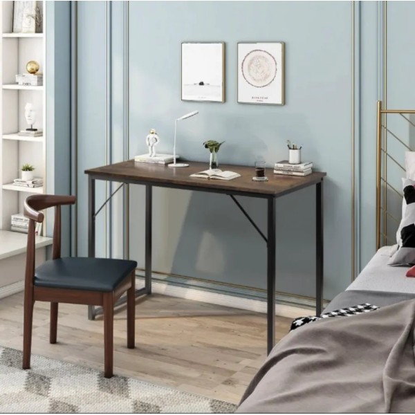 Письмовий стіл Costway Homart із сталевим каркасом коричневий
