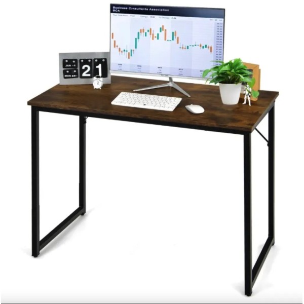 Письмовий стіл Costway Homart із сталевим каркасом коричневий