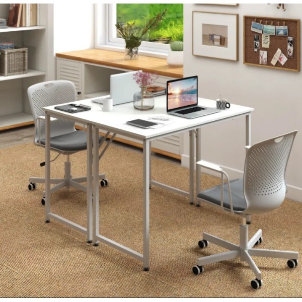 Комп'ютерний стіл Costway Helena із металевим каркасом білий