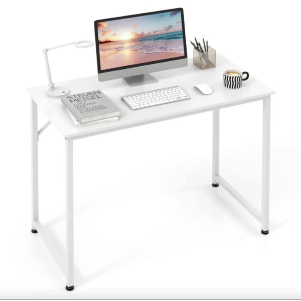 Комп'ютерний стіл Costway Helena із металевим каркасом білий