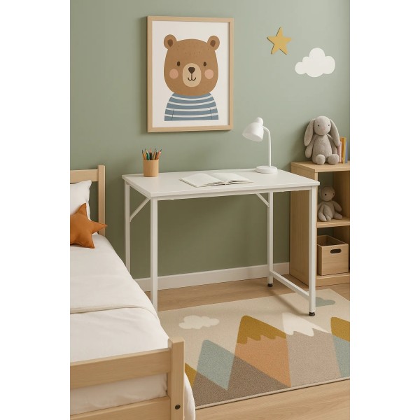 Комп'ютерний стіл Costway Helena із металевим каркасом білий