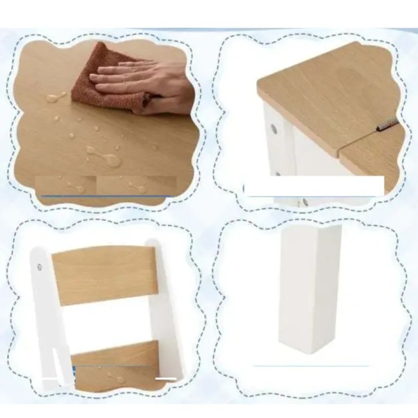 Дитячий набір Costway Fantastik 3 в 1: стіл, 2 стільці, мольберт натуральний