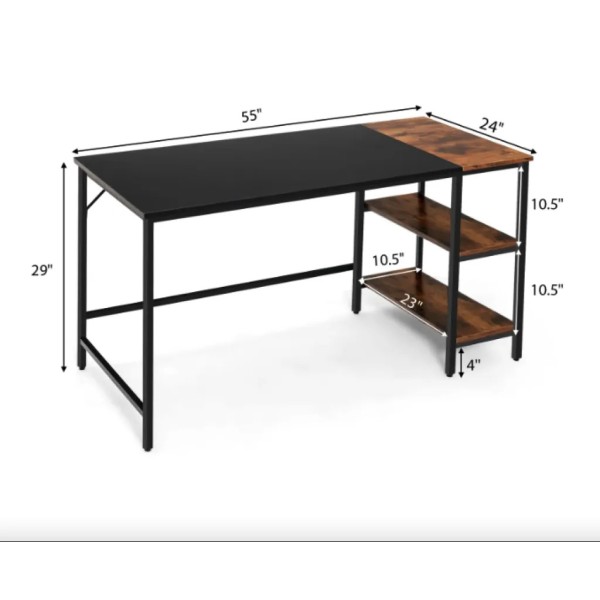 Комп'ютерний стіл Costway Tiffany з двома полицями в стилі Loft