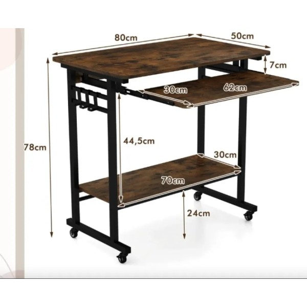 Комп'ютерний стіл Costway Otto з висувною підставкою для клавіатури