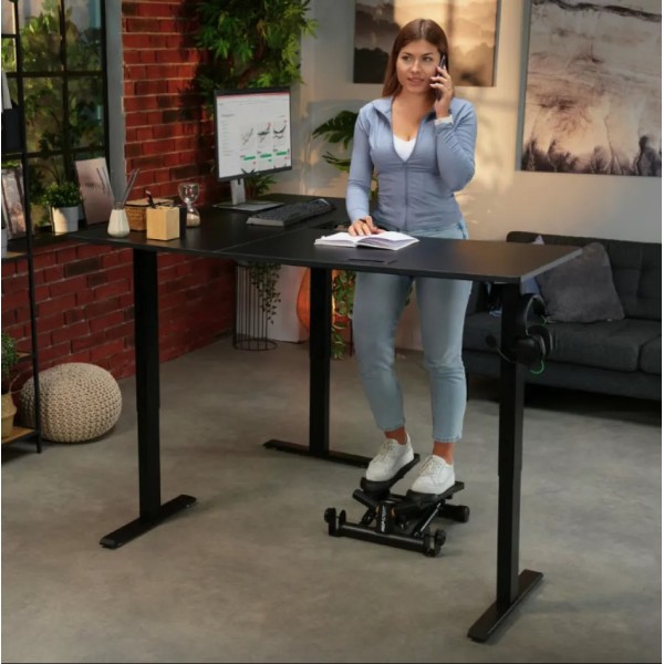 Комп'ютерний кутовий стіл Di Volio Montaro з регульованою висотою чорний