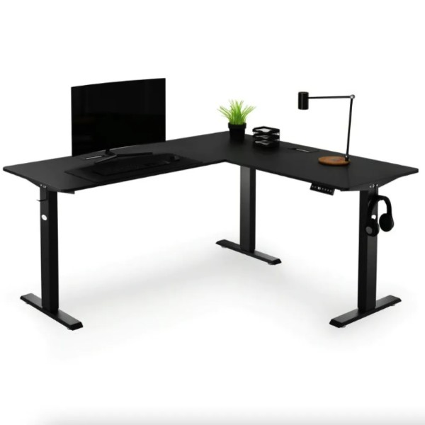 Комп'ютерний кутовий стіл Di Volio Montaro з регульованою висотою чорний