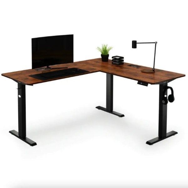 Комп'ютерний кутовий стіл Di Volio Montaro з регульованою висотою коричневий