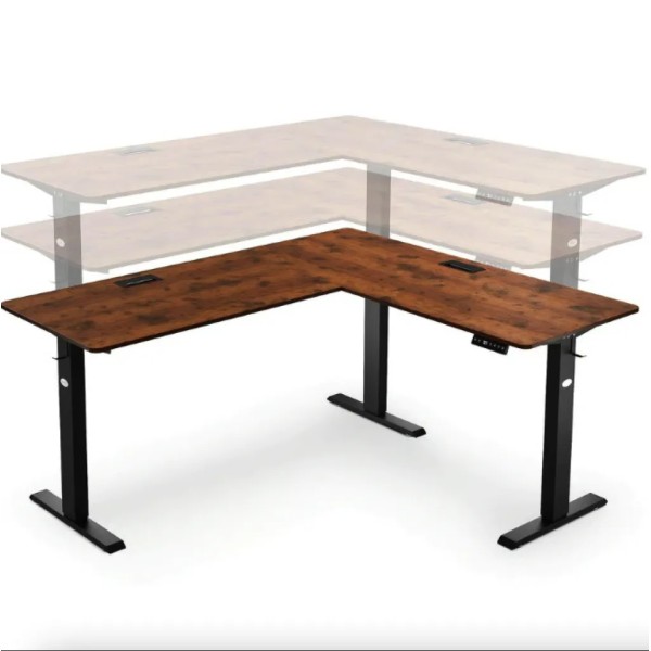 Комп'ютерний кутовий стіл Di Volio Montaro з регульованою висотою коричневий