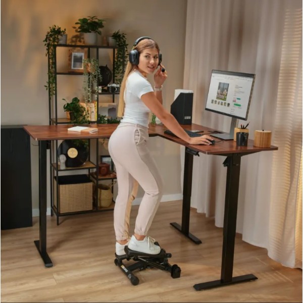 Комп'ютерний кутовий стіл Di Volio Montaro з регульованою висотою коричневий