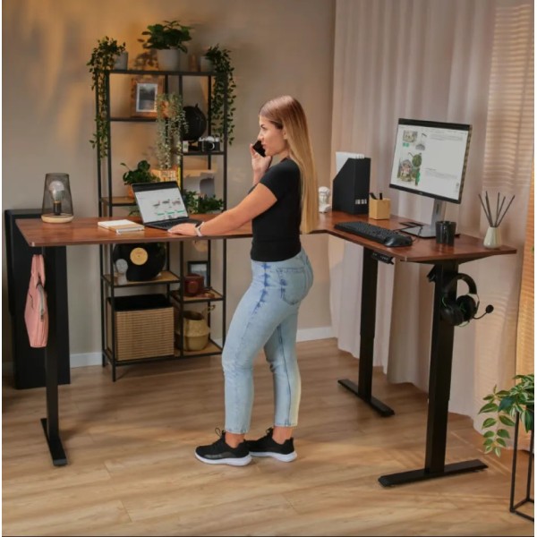 Комп'ютерний кутовий стіл Di Volio Trani з регульованою висотою коричневий