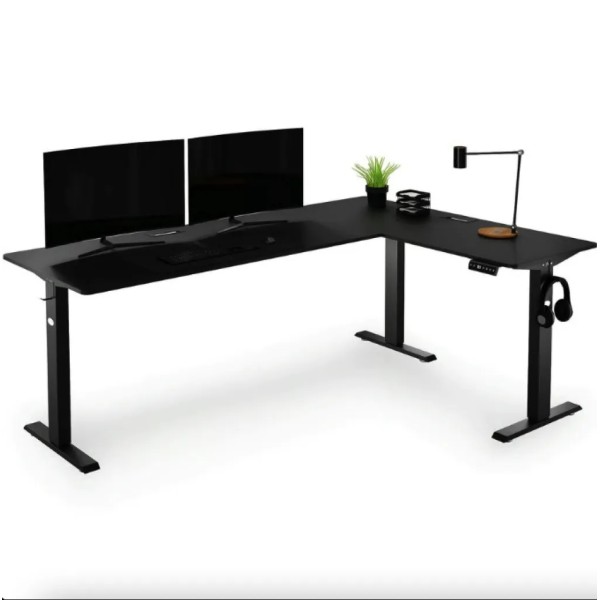 Комп'ютерний кутовий стіл Di Volio Trani з регульованою висотою чорний