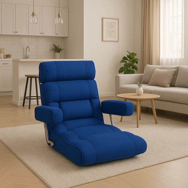 Крісло-диван Costway Mary підлогове з підлокітниками синє