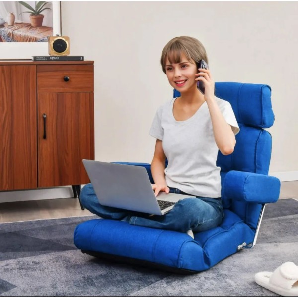 Крісло-диван Costway Mary підлогове з підлокітниками синє