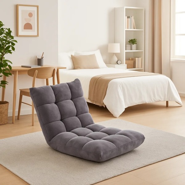 Крісло Costway Tiktok підлогове з регульованою спинкою сіре