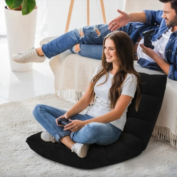 Крісло Costway Tiktok підлогове з регульованою спинкою чорне