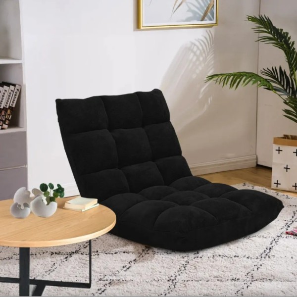 Крісло Costway Tiktok підлогове з регульованою спинкою чорне