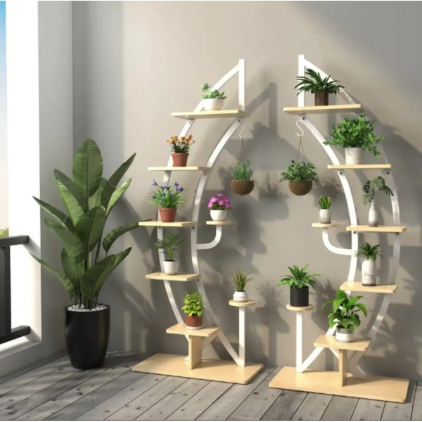 Стелаж для квітів Costway Ruta у формі півмісяця білий