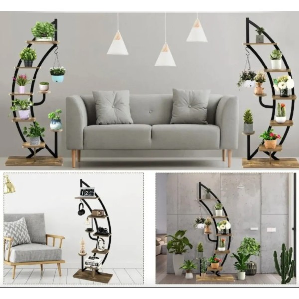 Стелаж для квітів Costway Ruta у формі півмісяця коричневий