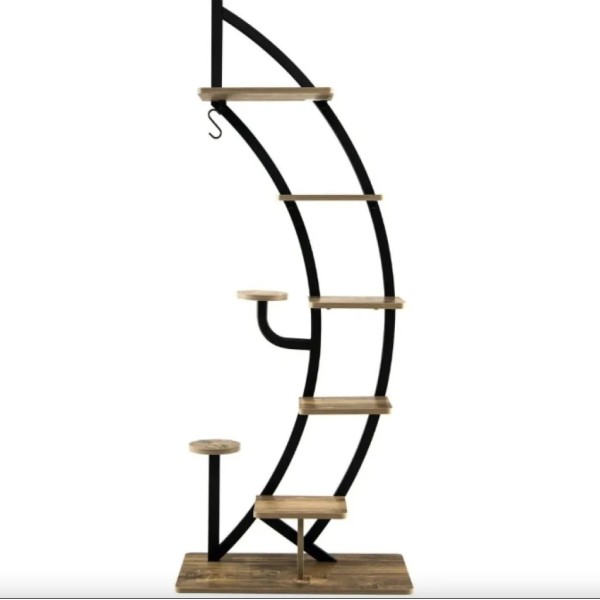 Стелаж для квітів Costway Ruta у формі півмісяця коричневий