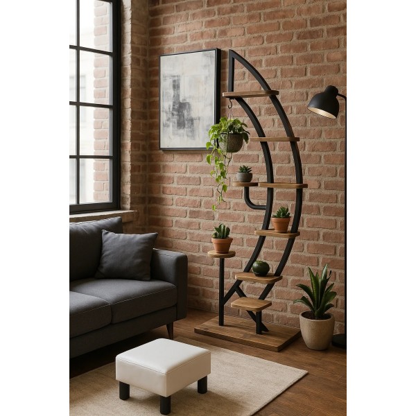 Стелаж для квітів Costway Ruta у формі півмісяця коричневий